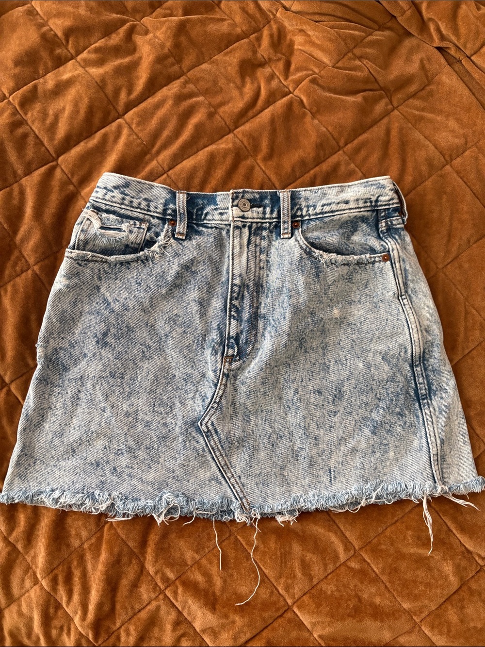 Abercrombie Acid Wash Denim Mini Skirt - Light Blue
